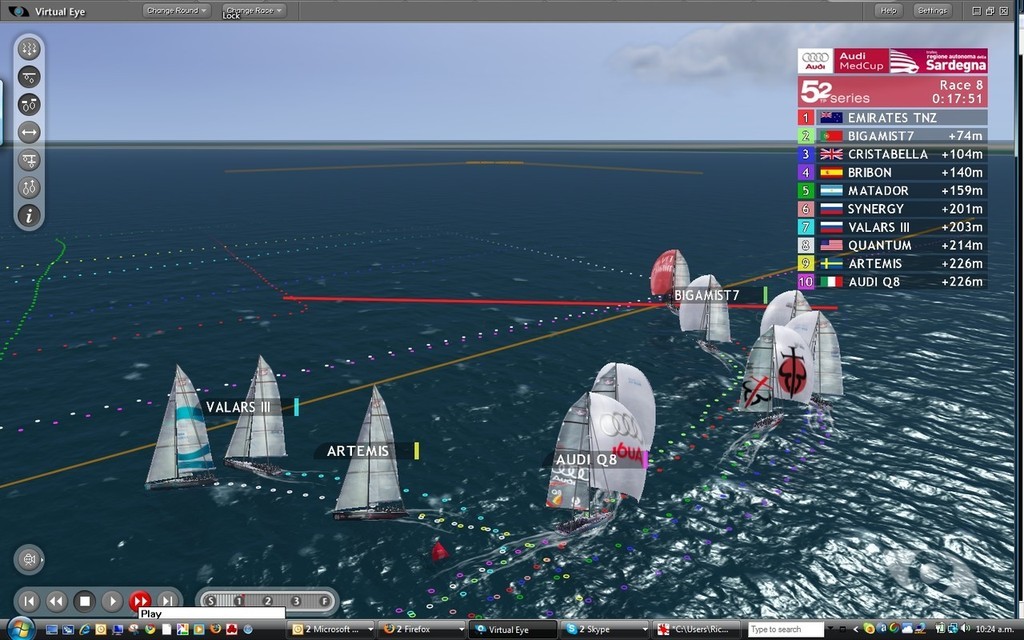 Back of fleet luffing incident around Mark 1, while Emirates Team NZ lead. © ARL Media http://www.arl.co.nz/